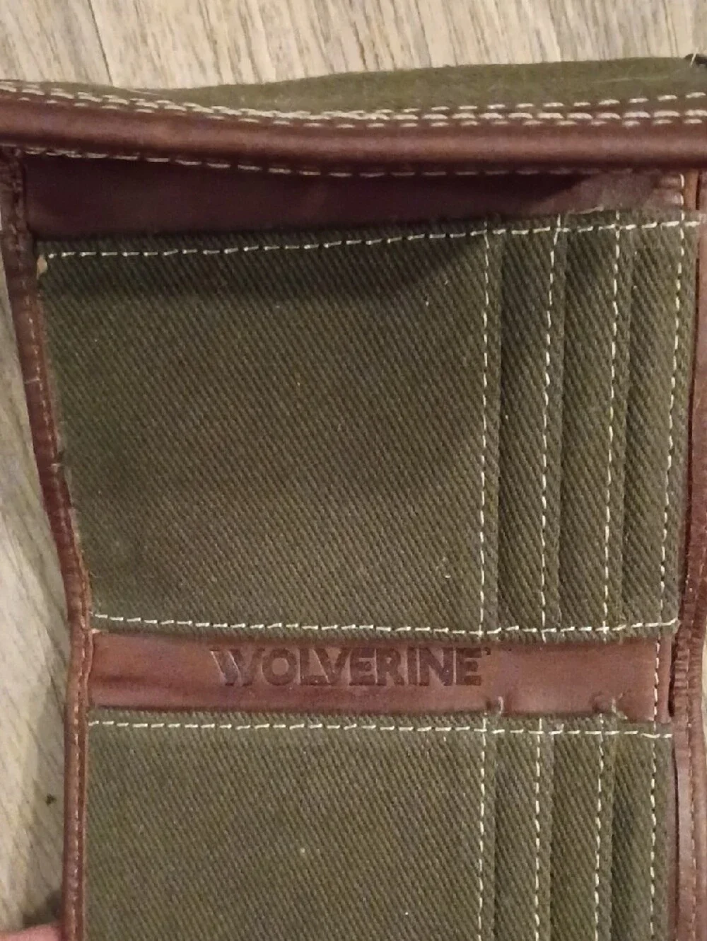 Wolverine Olive Canvas with Brown Leather Trim Wallet
